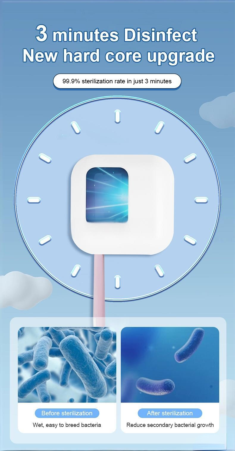 UVC Toothbrush Sanitizer Portable Holder Case Wall Mounted Electric Toothbrush Sterilizer Box with Drying Function manufacture