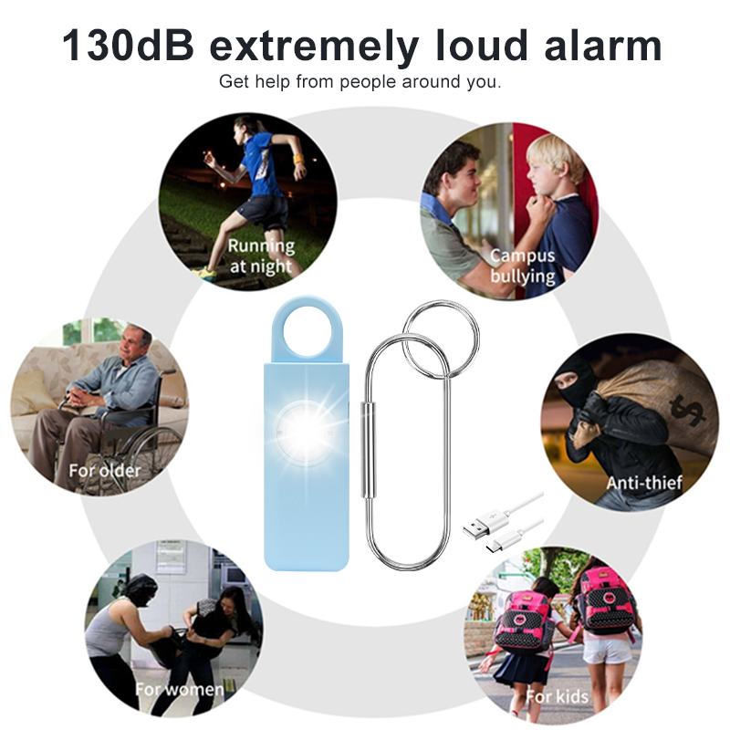 Rechargeable Personal Safety Alarm with LED Flashlight details