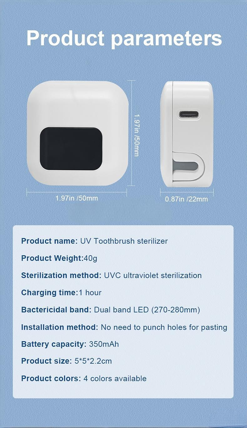 UVC Toothbrush Sanitizer Portable Holder Case Wall Mounted Electric Toothbrush Sterilizer Box with Drying Function manufacture