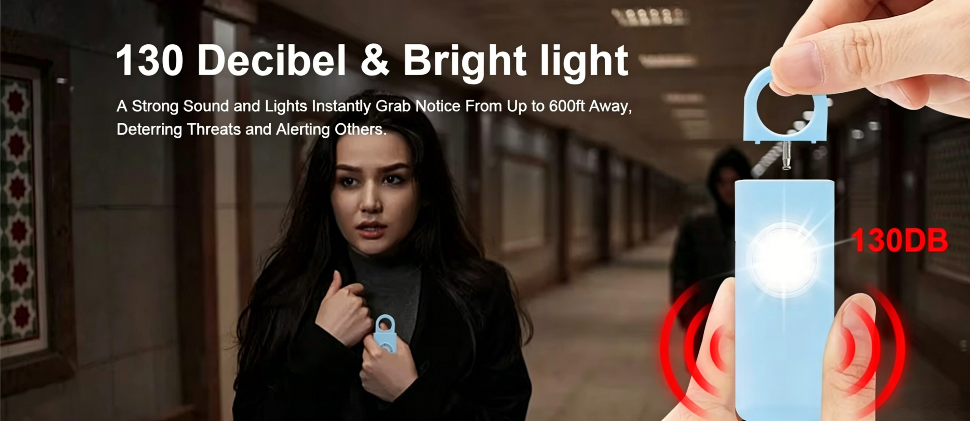 OEM ODM Rechargeable Personal Safety Alarm Keychain with LED Flashlight 130dB Self Defense Device Alarm for Women Kids Elderly manufacture