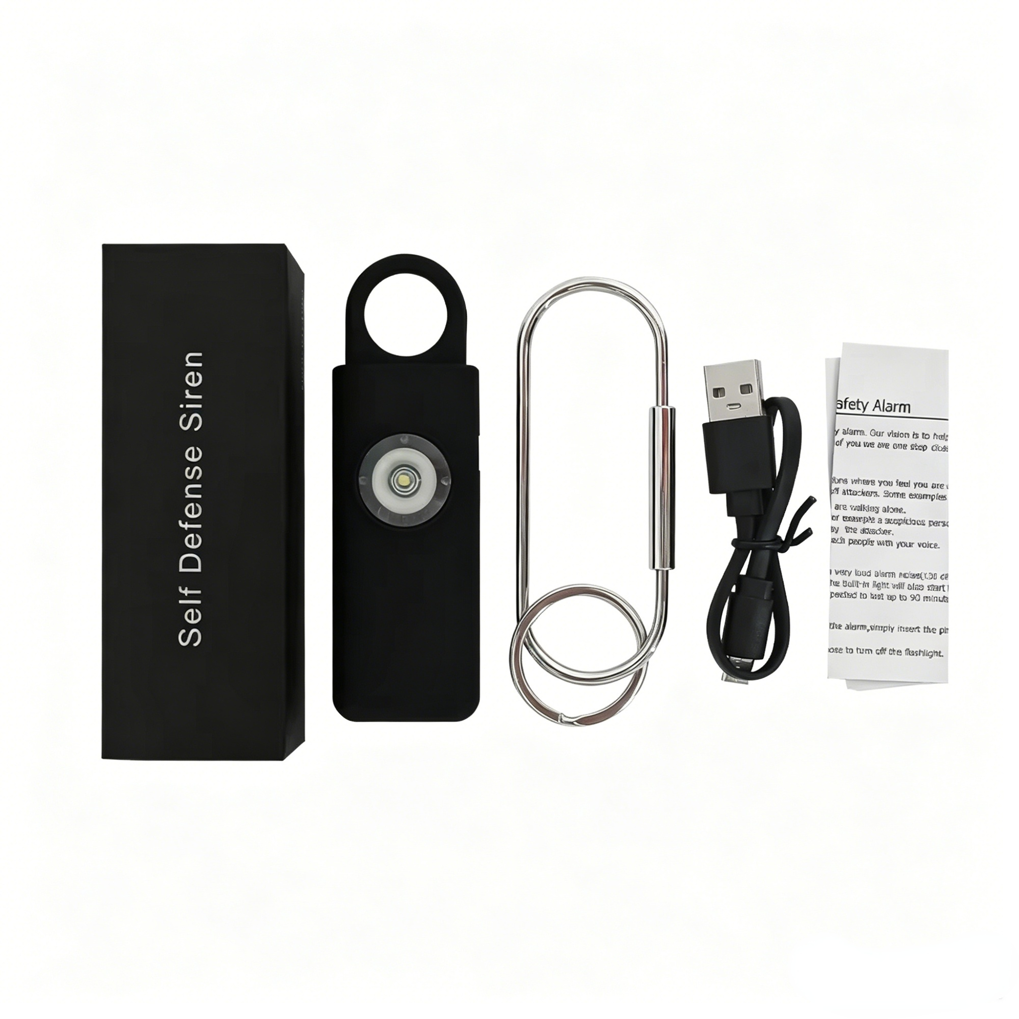 OEM ODM Rechargeable Personal Safety Alarm Keychain with LED Flashlight 130dB Self Defense Device Alarm for Women Kids Elderly details