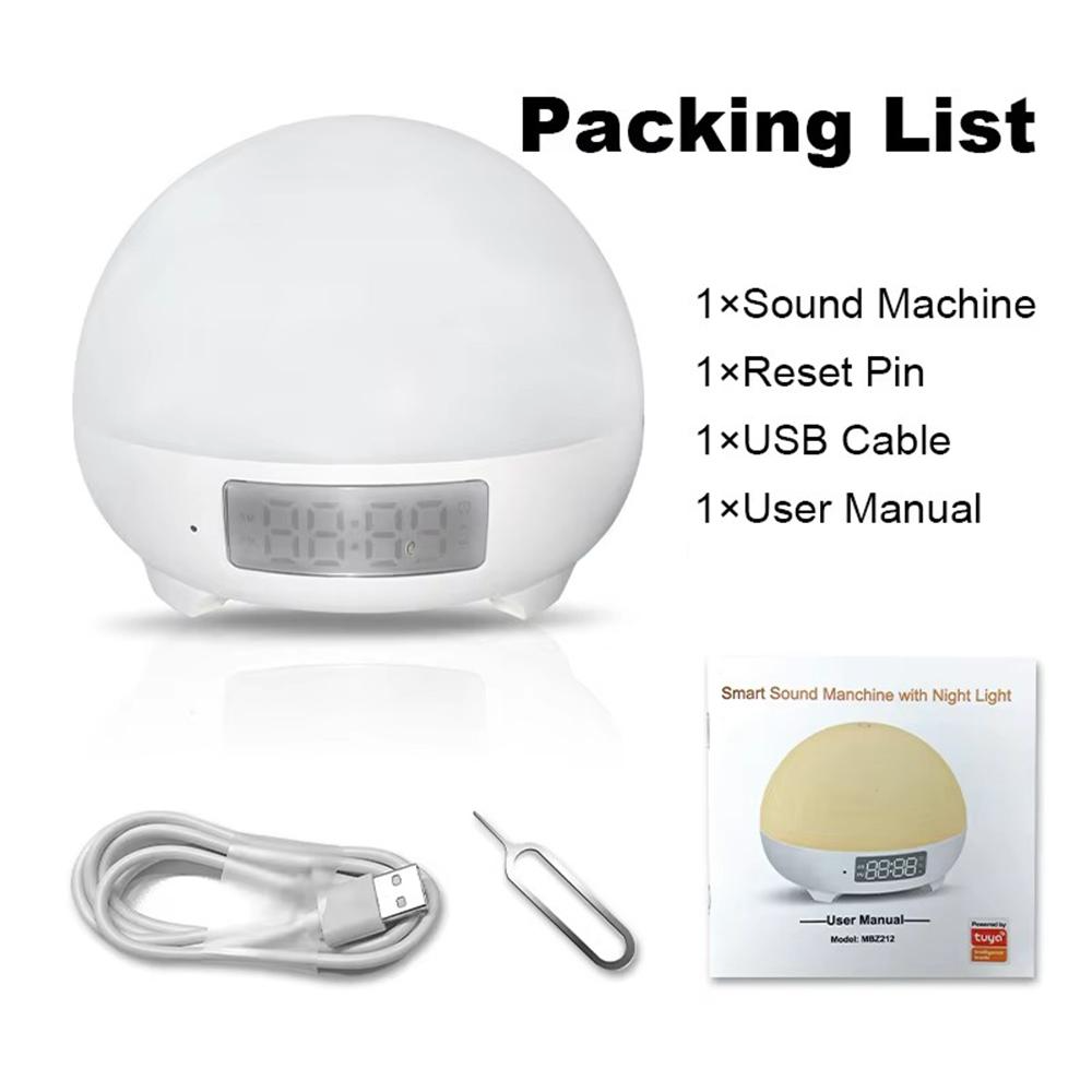 Tuya Wireless Smart Sound Machine White Noise Sound Machine with Baby Cry Sensor Detection Time Alarm Display Smart Light factory