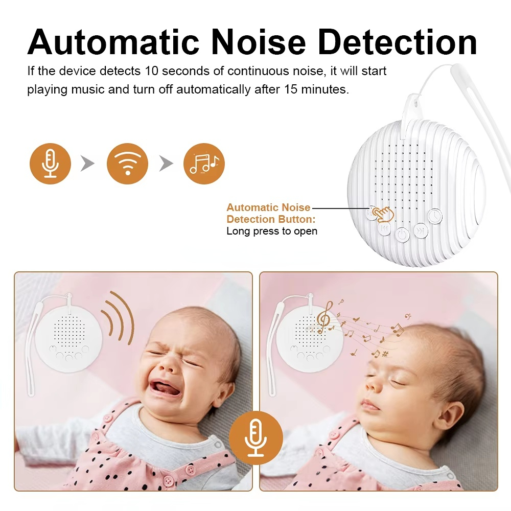 Customized Portable Baby Soothing Sounds Night Light USB Charging Sleep Aid Timer Device with White Noise Music 10 Speakers supplier