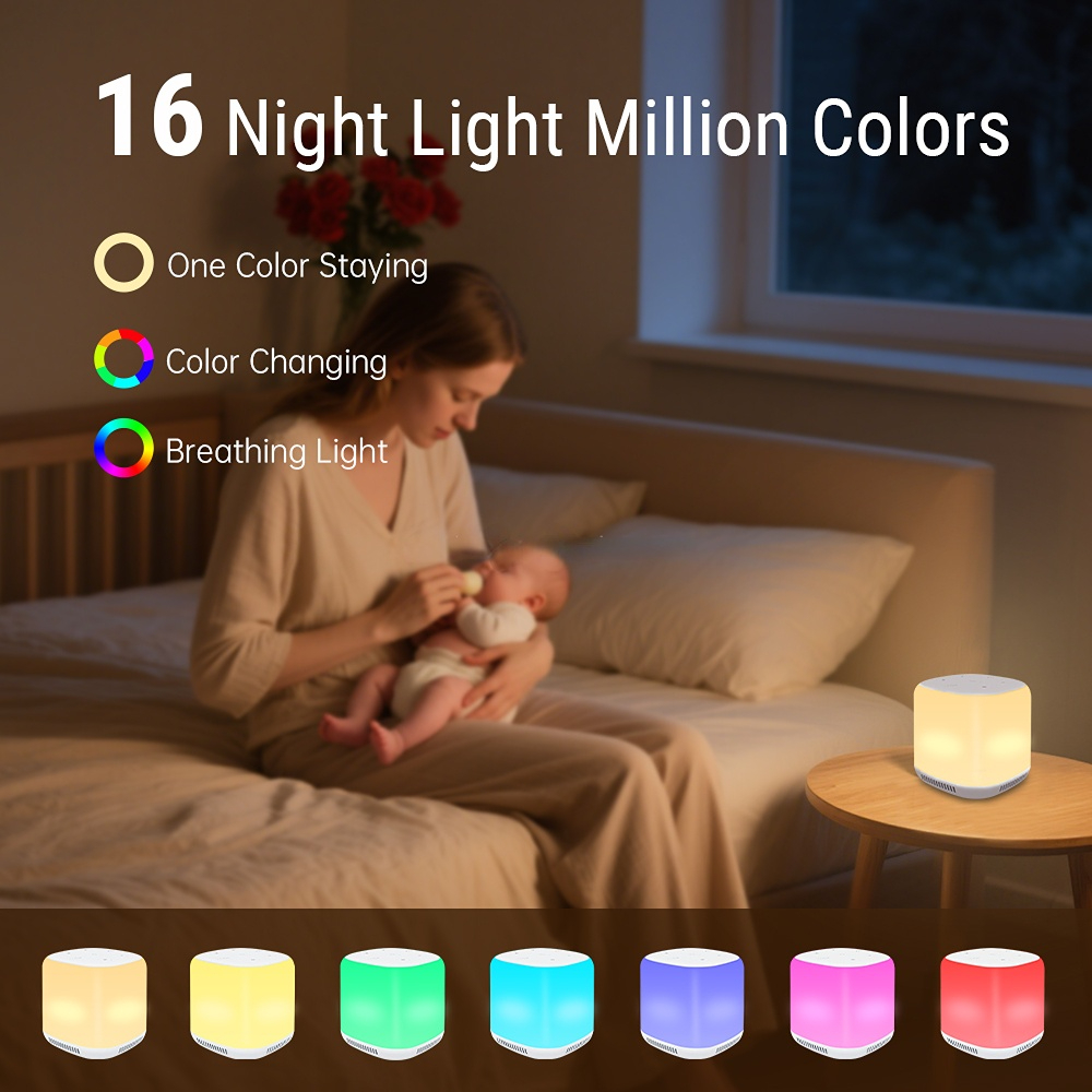 Smart Tuya White Noise Baby Machine with 34 Smoothing Sounds and 16 Night Light High Quality Speaker for Toddler Sleep Train manufacture