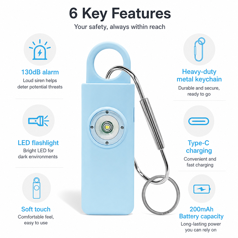Rechargeable Personal Safety Alarm with LED Flashlight supplier