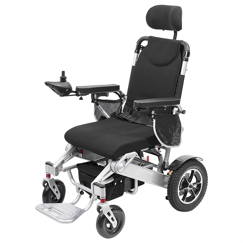Aluminium-Rollstuhl mit verstellbarer Sitzhöhe und Kopfstütze