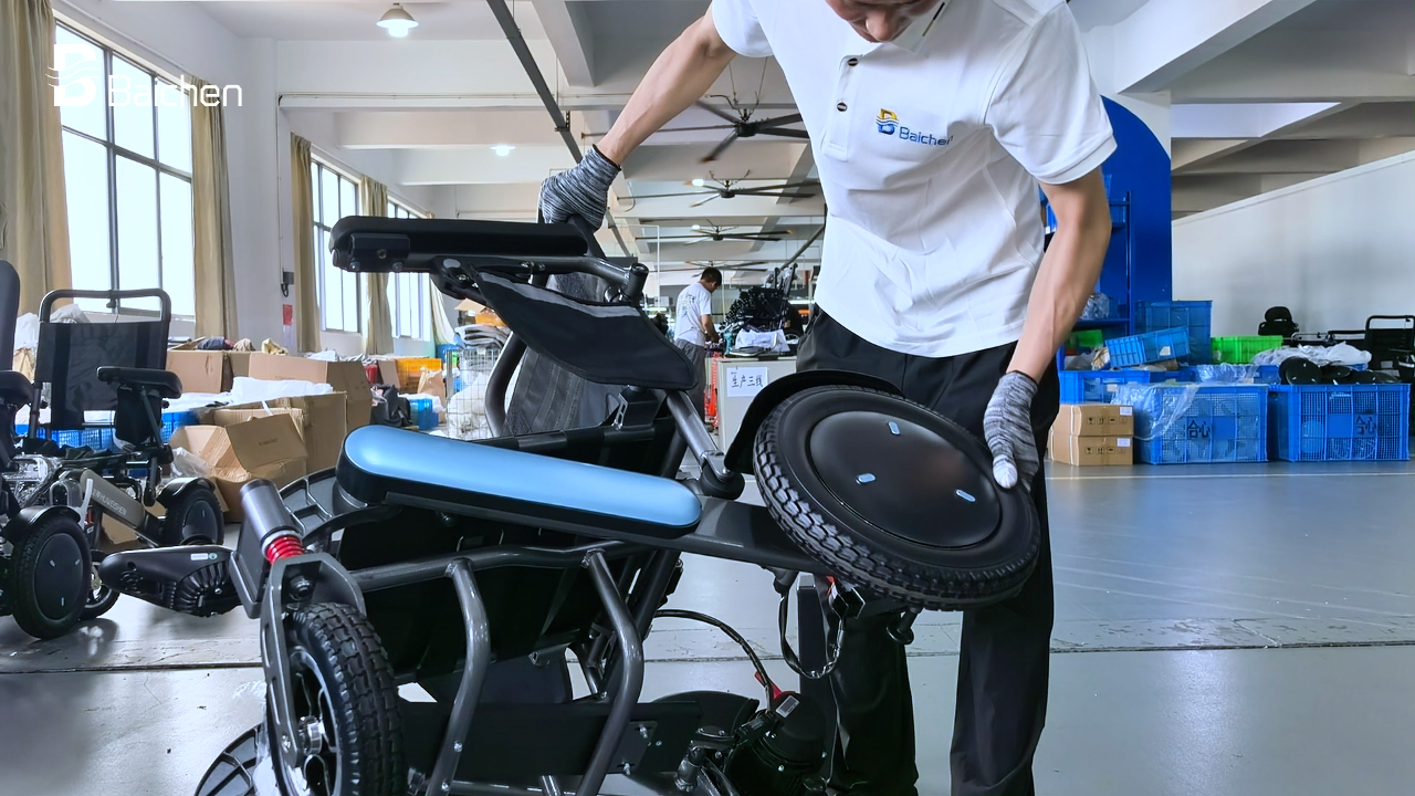 Electric wheelchair quality control inspection at Baichen.webp