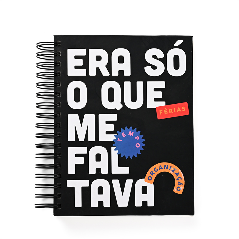Caderno espiral A5 — 80 folhas, capa dura com estampa dourada