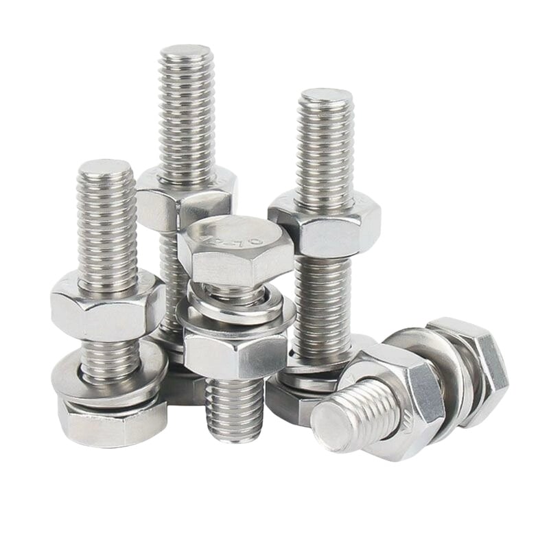 Factory Direct Stainless Steel 304 Hex Bolts Nuts DIN933 M3 M6 M10 20mm Bulk Supply Plain Finish Hex Head
