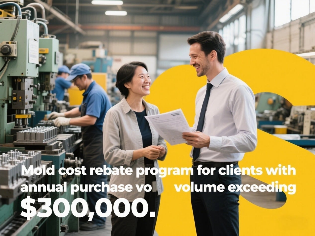 Mold cost rebate program for clients with annual purchase volume exceeding $300,000.