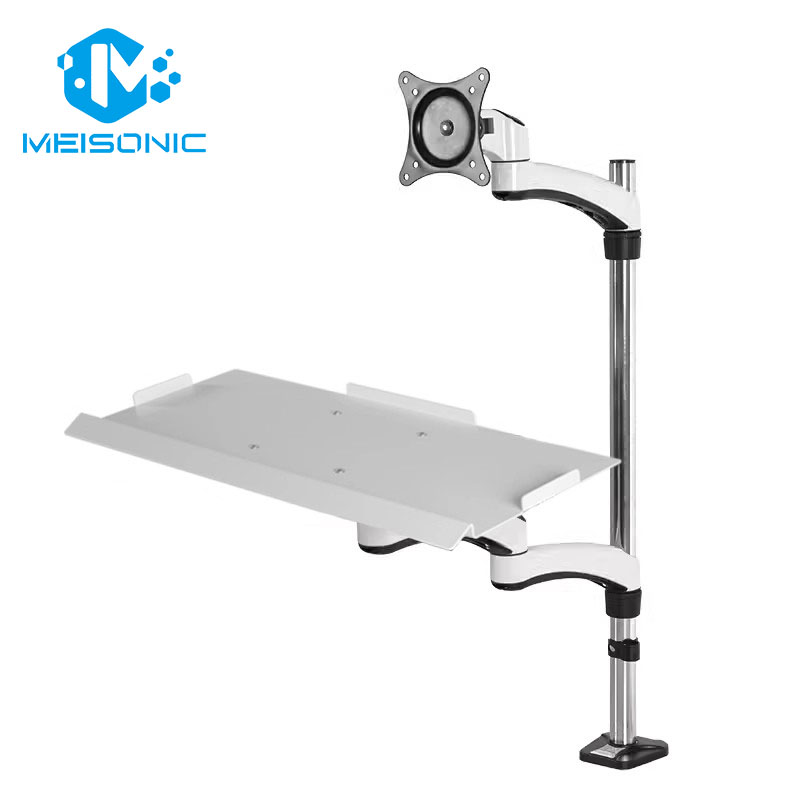 FE111KB-C/G Workbench Mount Monitor Bracket With Keyboard Tray
