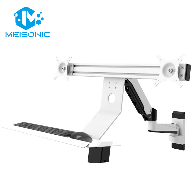 GA199KBL-HSP2 Dual Monitor Mounting Bracket Gas Spring Arm With Horizontal Frame