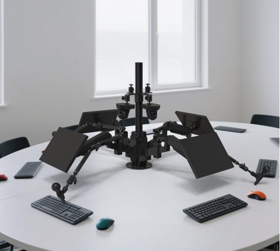 Podcast Monitor Stand System Solution ——2025 Podcast Meeting Table Project Case (Meisonic) 