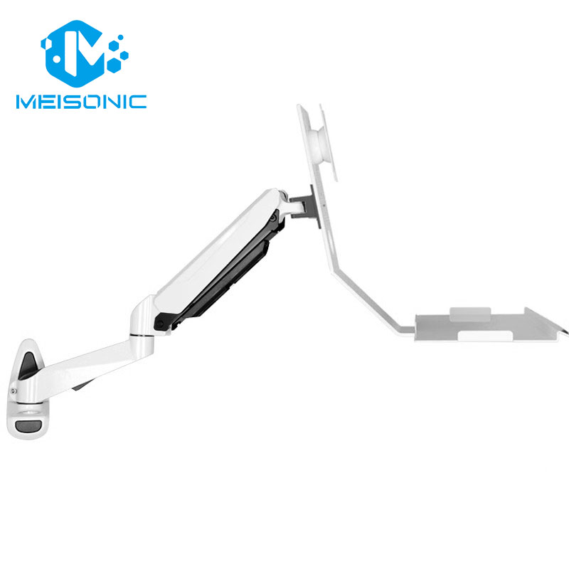 GM212KB Wall Mounted Clinic Wall Mount Gas Spring Monitor Arm With Keyboard Tray