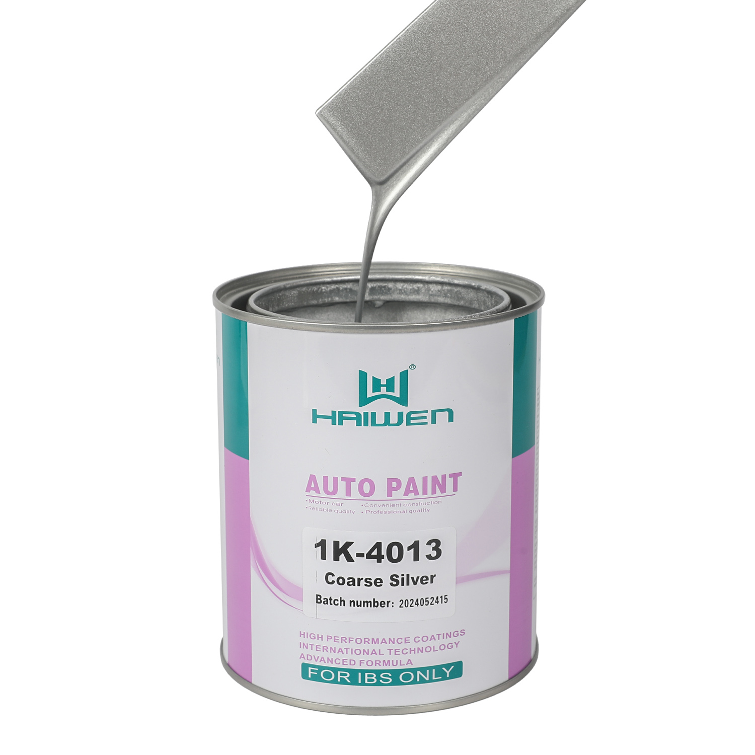 HAIWEN 1K-4013 Coarse Silver 1K Metallic Silver – Bright Front with Dark Side for Automotive Refinish and Color Mixing