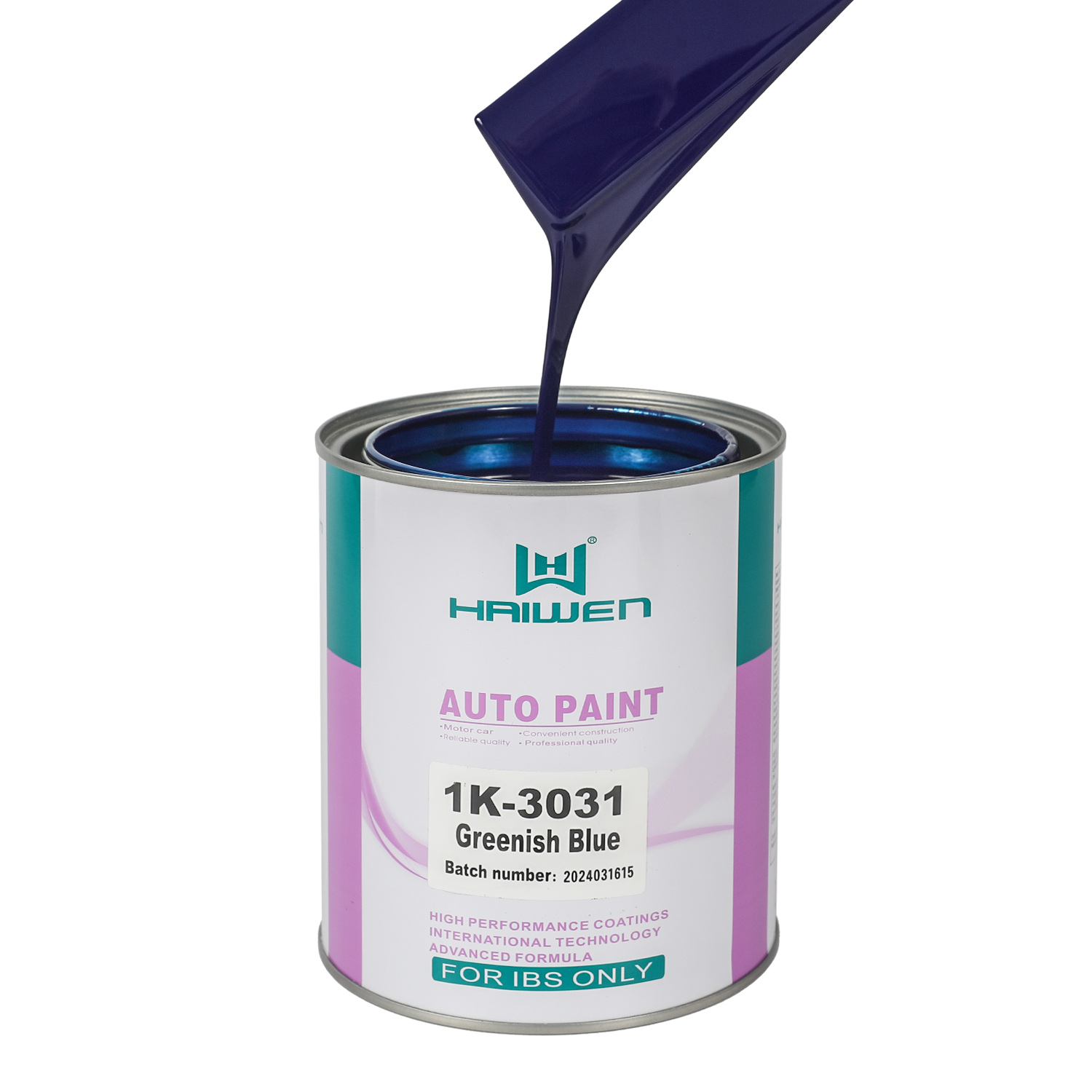HAIWEN 1K-3031 Greenish Blue 1K Basecoat – Greenish Blue for Automotive Refinish and Color Mixing