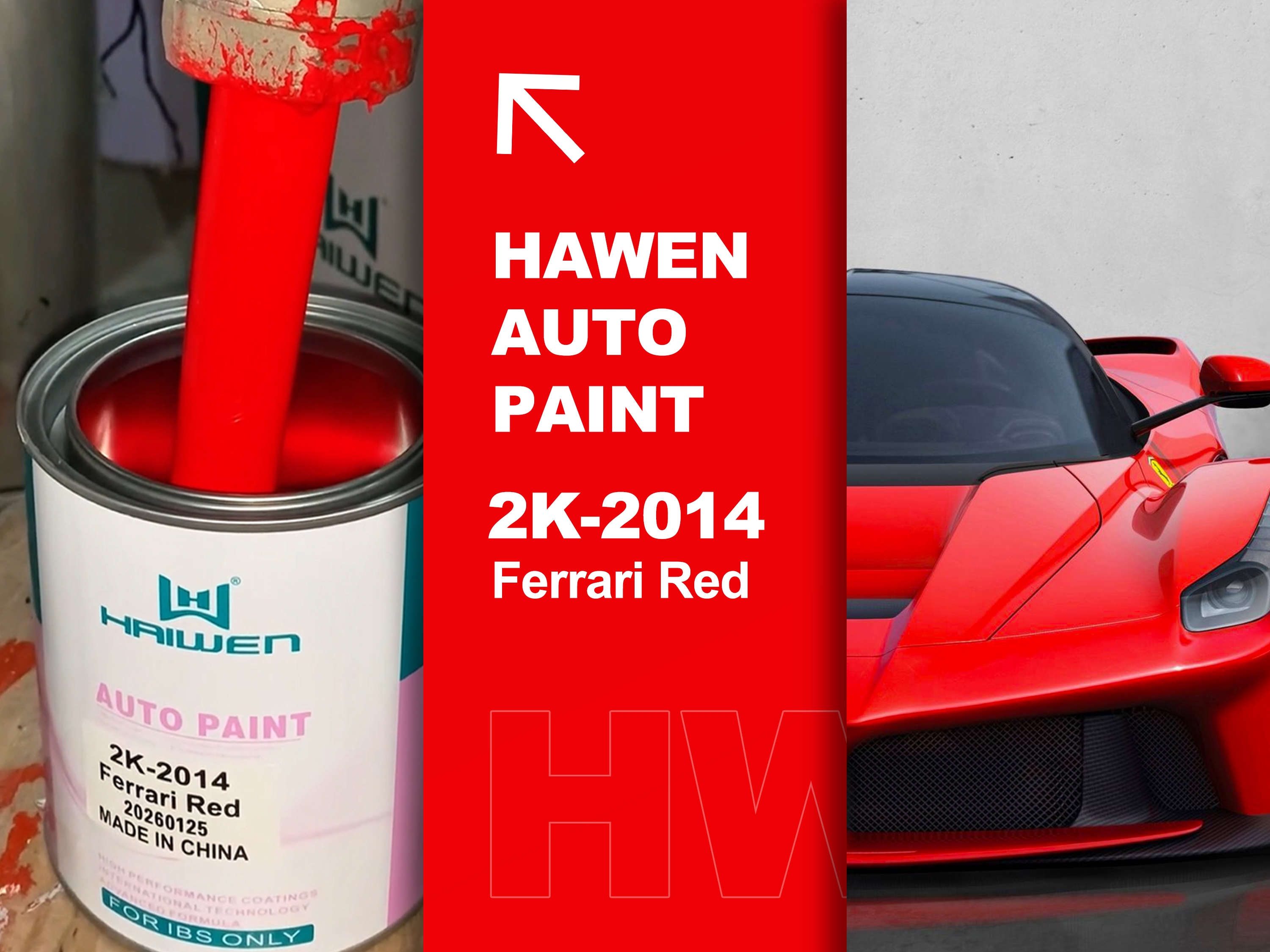 2k-2014 Ferrari Red Scratch Resistant 2K Color Paint for Automotive Refinish Enhancedscratch resistancefor long-lasting 