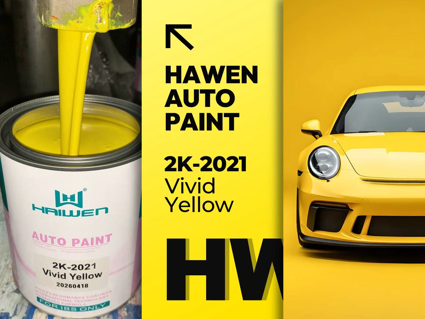 2K-2021 Vivid Yellow Looking for reliable automotive paint supplier?Choose Haiwen — premium quality, factory price, stab