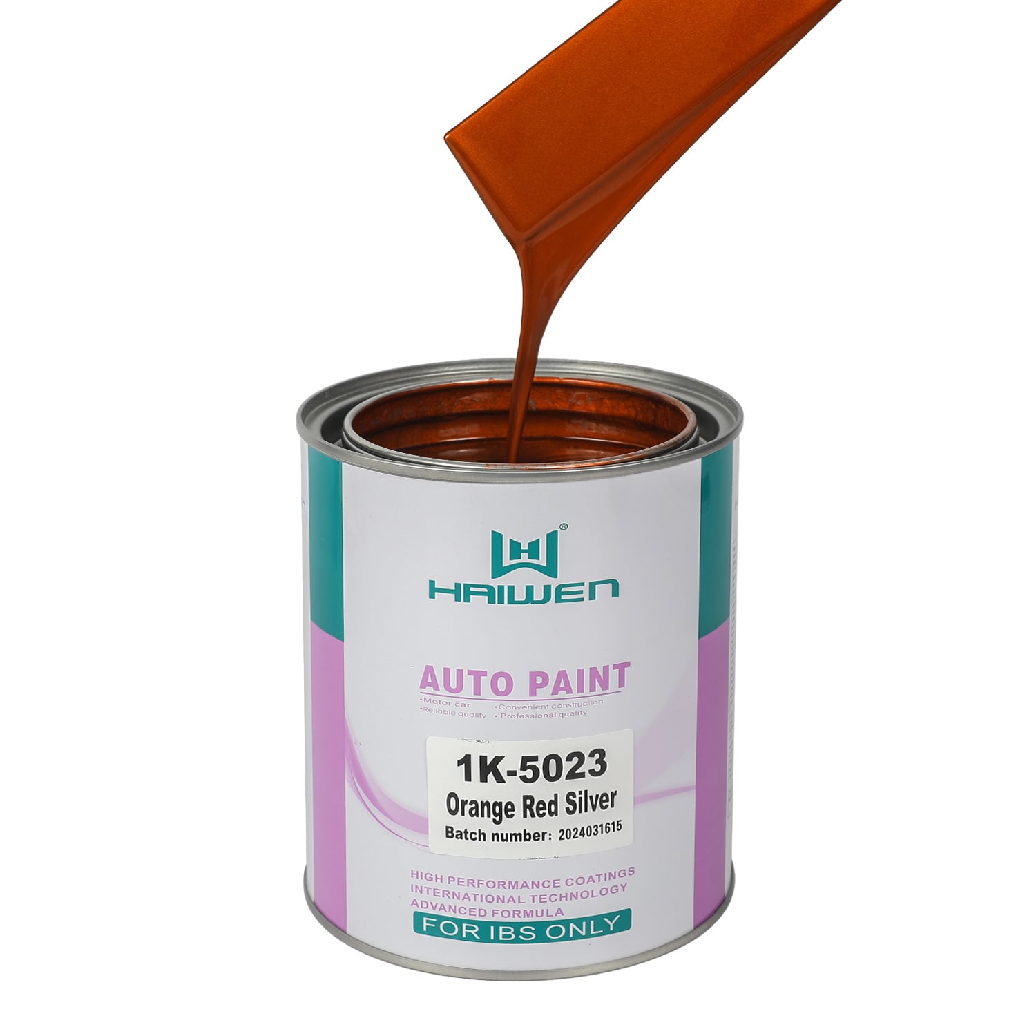 HAIWEN 1K-5023 Orange Red Silver 1K Pearl Paint – Orange Medium Silver with High Brightness for Automotive Refinish and Color Mixing
