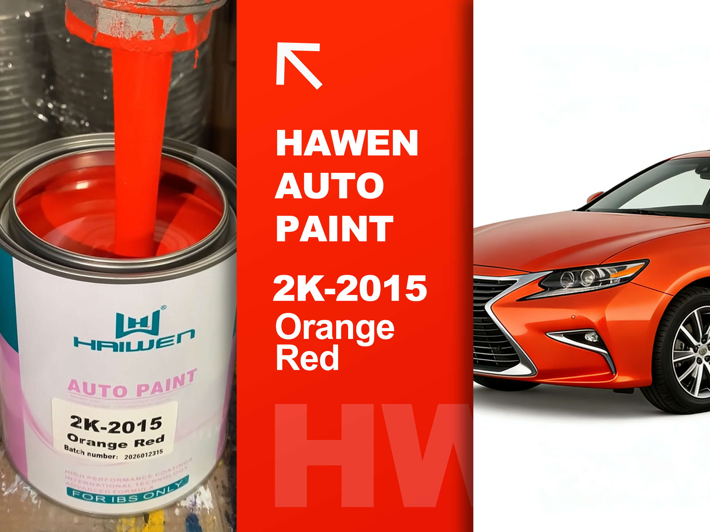 2K-2015 Orange Red Automotive Paint with Vivid Colors and Excellent Color AccuracyDeliversvivid colors, precise color ma