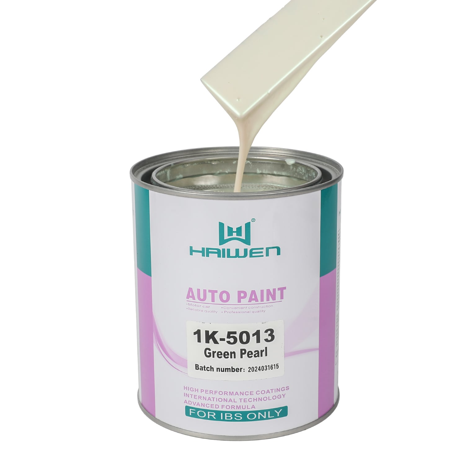 HAIWEN 1K-5013 Green Pearl 1K Pearl Paint – Green Front with Red-Yellow Sides, Translucent for Automotive Refinish and Color Mixing