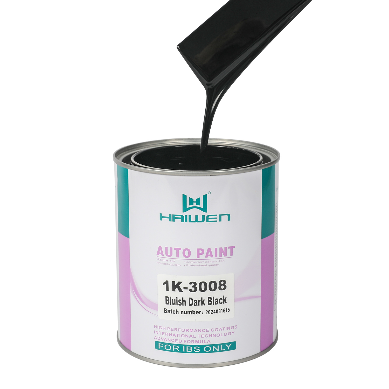HAIWEN 1K-3008 Bluish Dark Black 1K Basecoat – Deep Black with Blue Phase for Automotive Silver Mixing