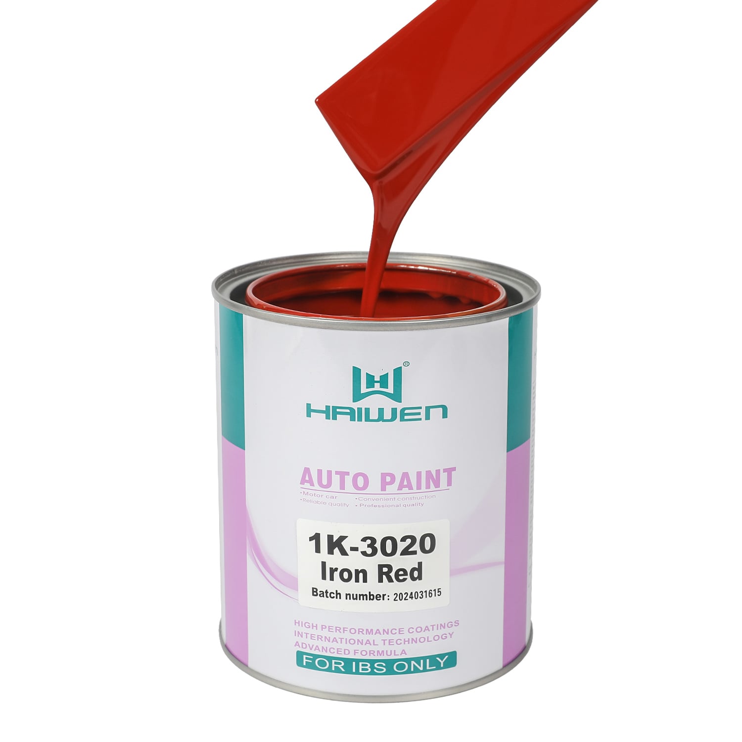 HAIWEN 1K-3020 Iron Red 1K Basecoat – Brick Red for Automotive Refinish and Color Mixing
