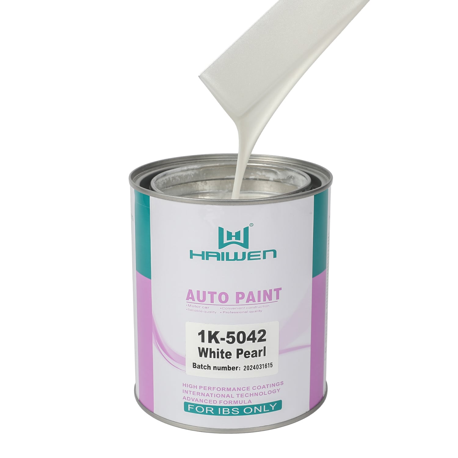 HAIWEN 1K-5042 White Pearl 1K Pearl Paint – Front White with Yellowish Side, Translucent for Automotive Refinish and Color Mixing