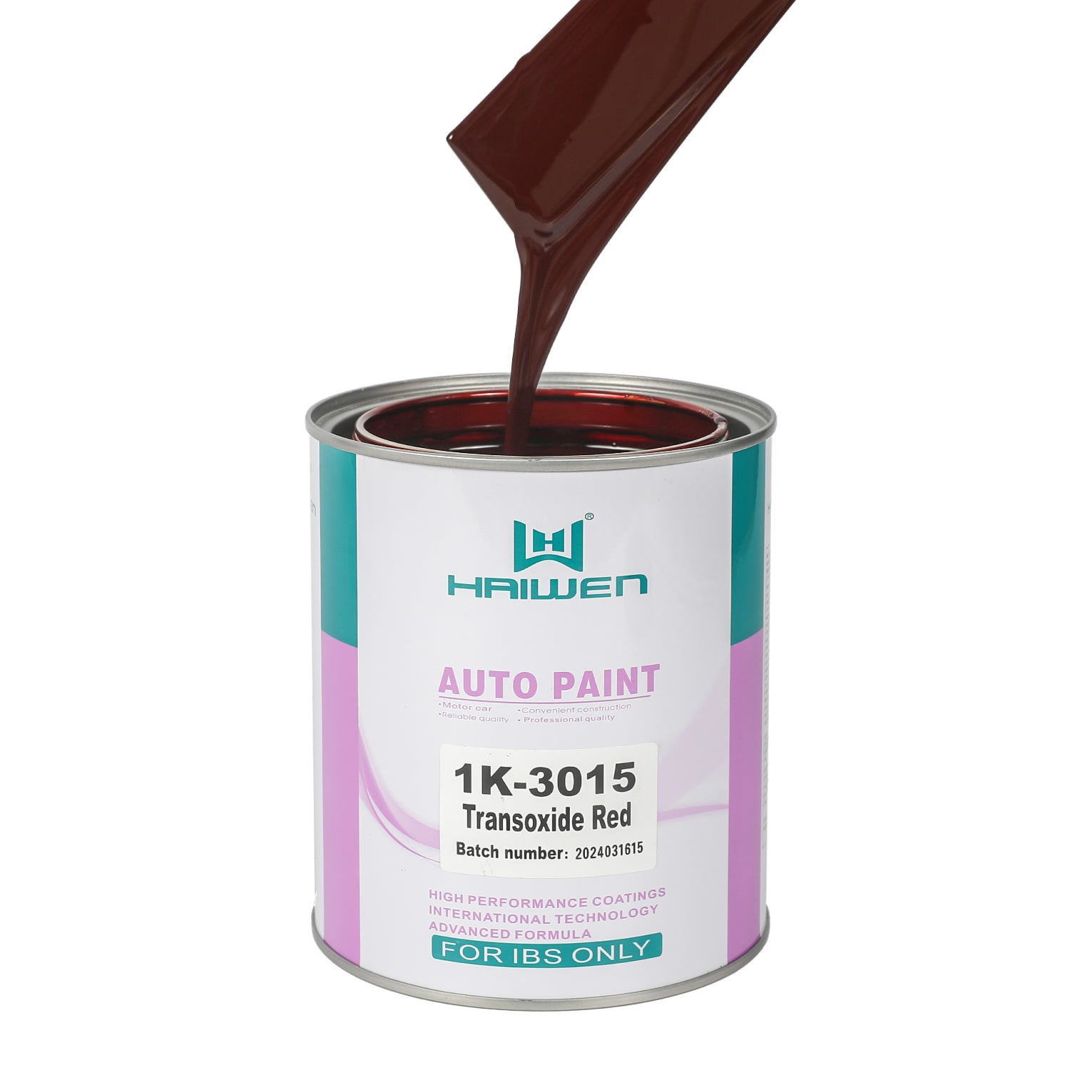 HAIWEN 1K-3015 Transoxide Red 1K Basecoat – Brown Red Front with Dark Red Sides for Automotive Refinish and Color Mixing
