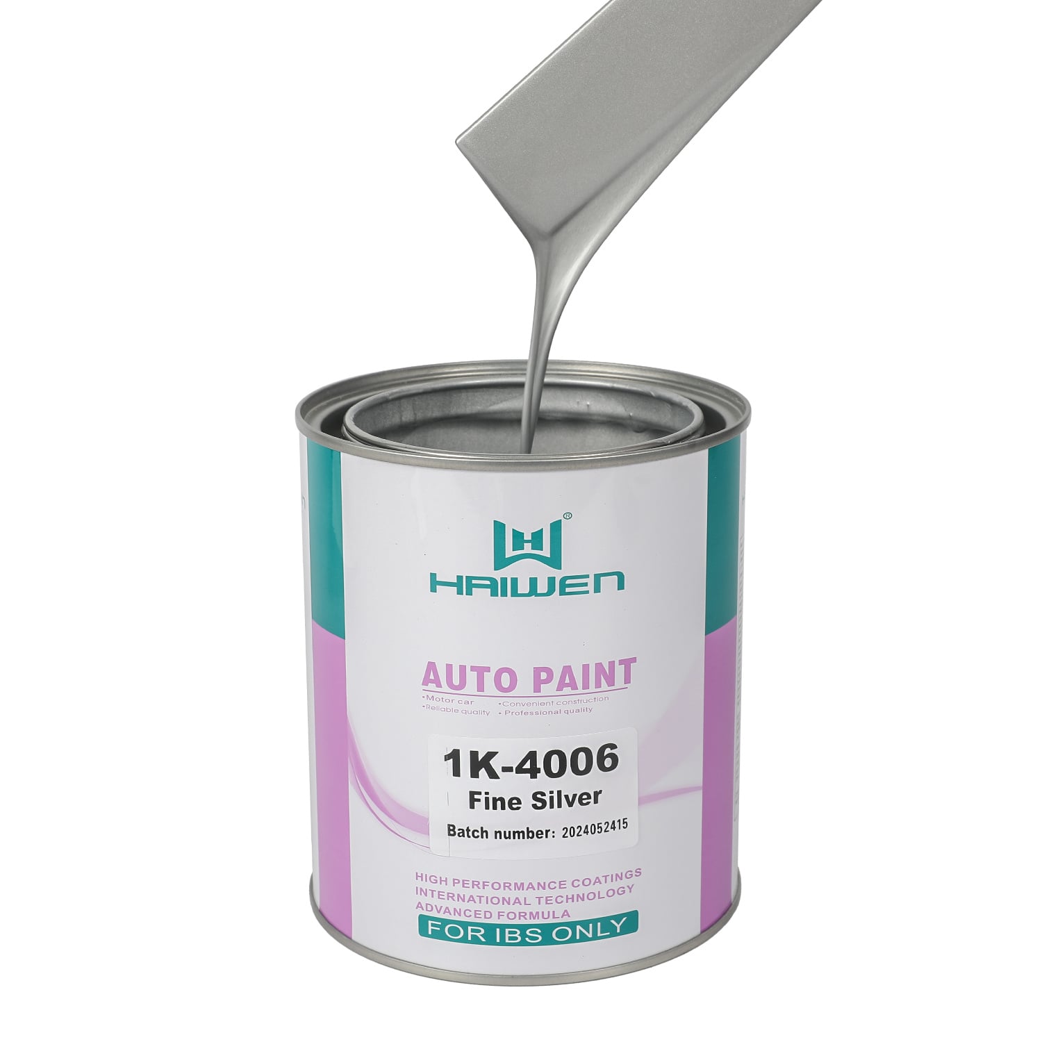 HAIWEN 1K-4006 Fine Silver 1K Metallic Silver – Fine Size with Dark Face and Dark White Sides for Automotive Refinish and Color Mixing