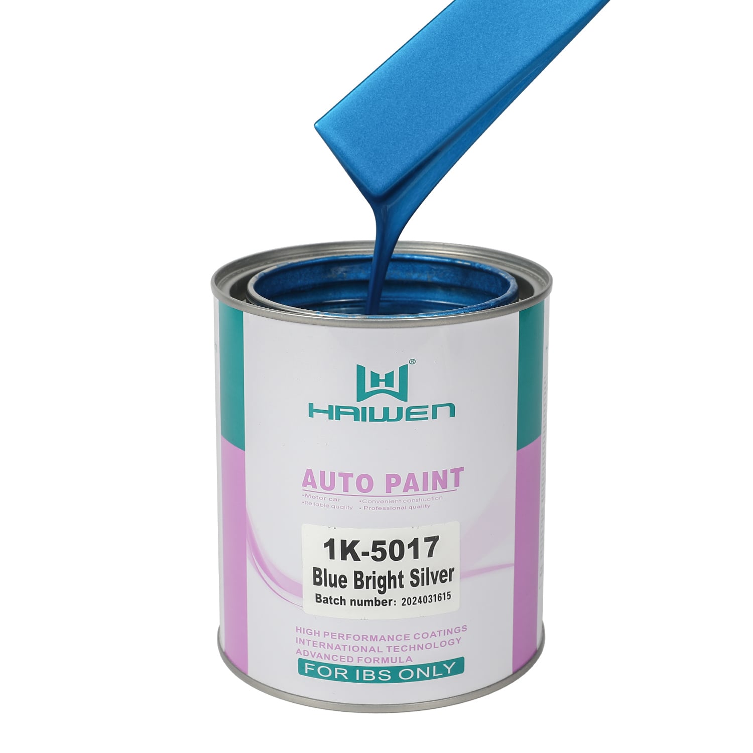 HAIWEN 1K-5017 Blue Bright Silver 1K Pearl Paint – Medium Blue Silver with High Brightness for Automotive Refinish and Color Mixing