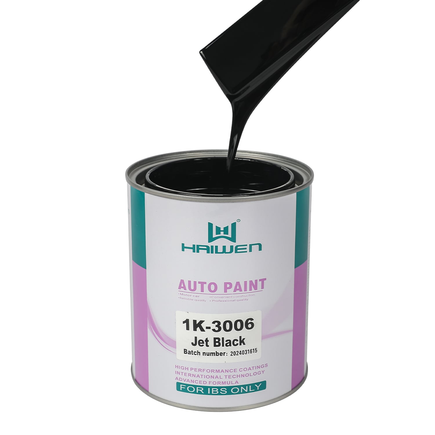 HAIWEN 1K-3006 Jet Black 1K Basecoat – High Blackness with Bluish Hue for Automotive Silver and Pearl Mixing