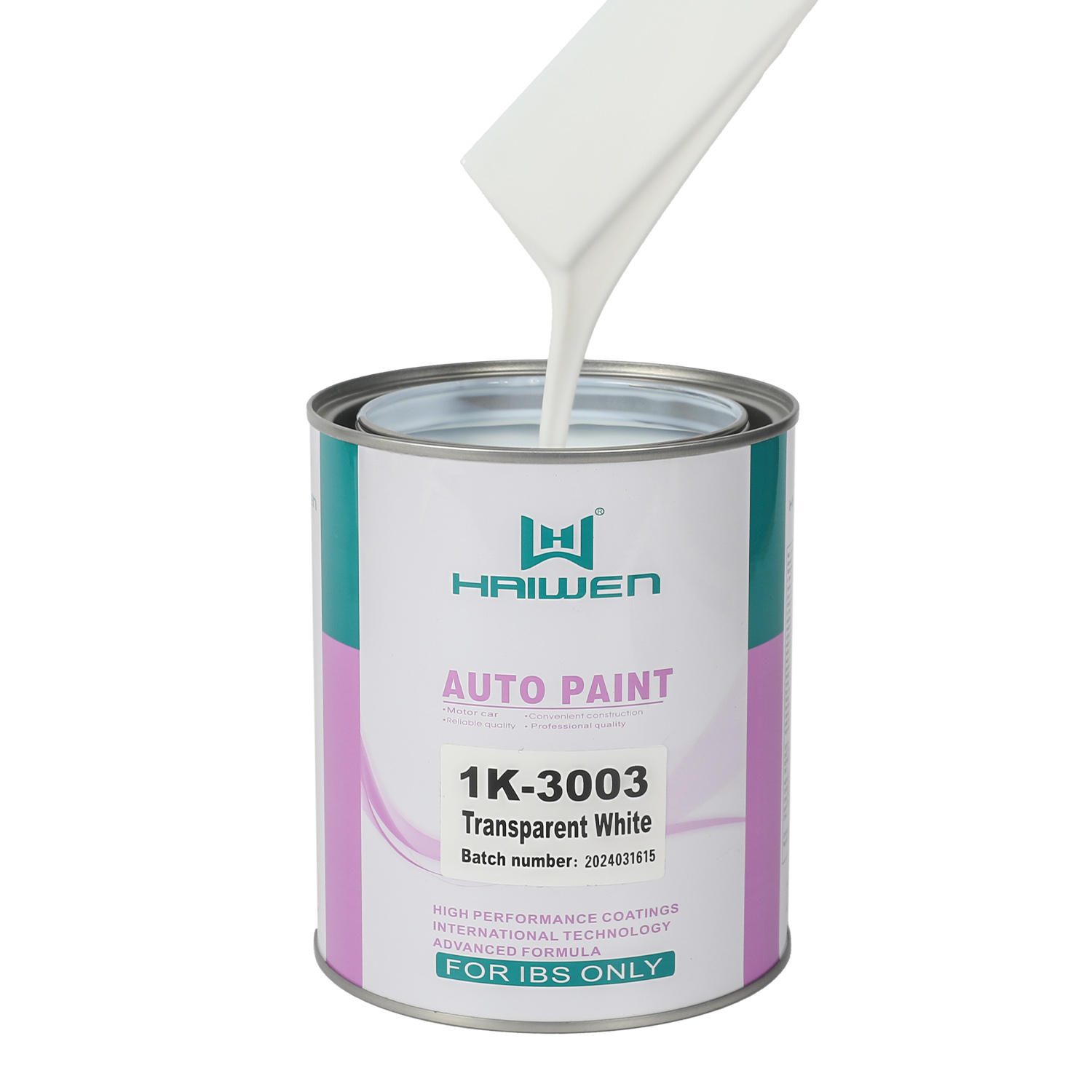 HAIWEN 1K-3003 Transparent White 1K Basecoat – High-Transparency White with Golden Front and Bluish Sides for Automotive Refinish