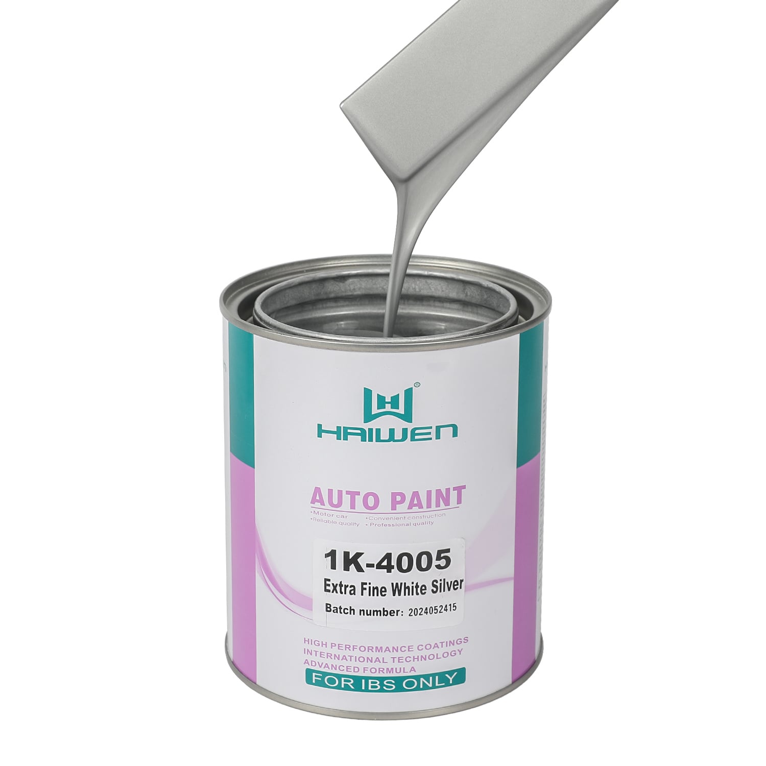 HAIWEN 1K-4005 Extra Fine White Silver 1K Metallic Silver – Very Thin Size with Grayish Front for Automotive Refinish and Color Mixing