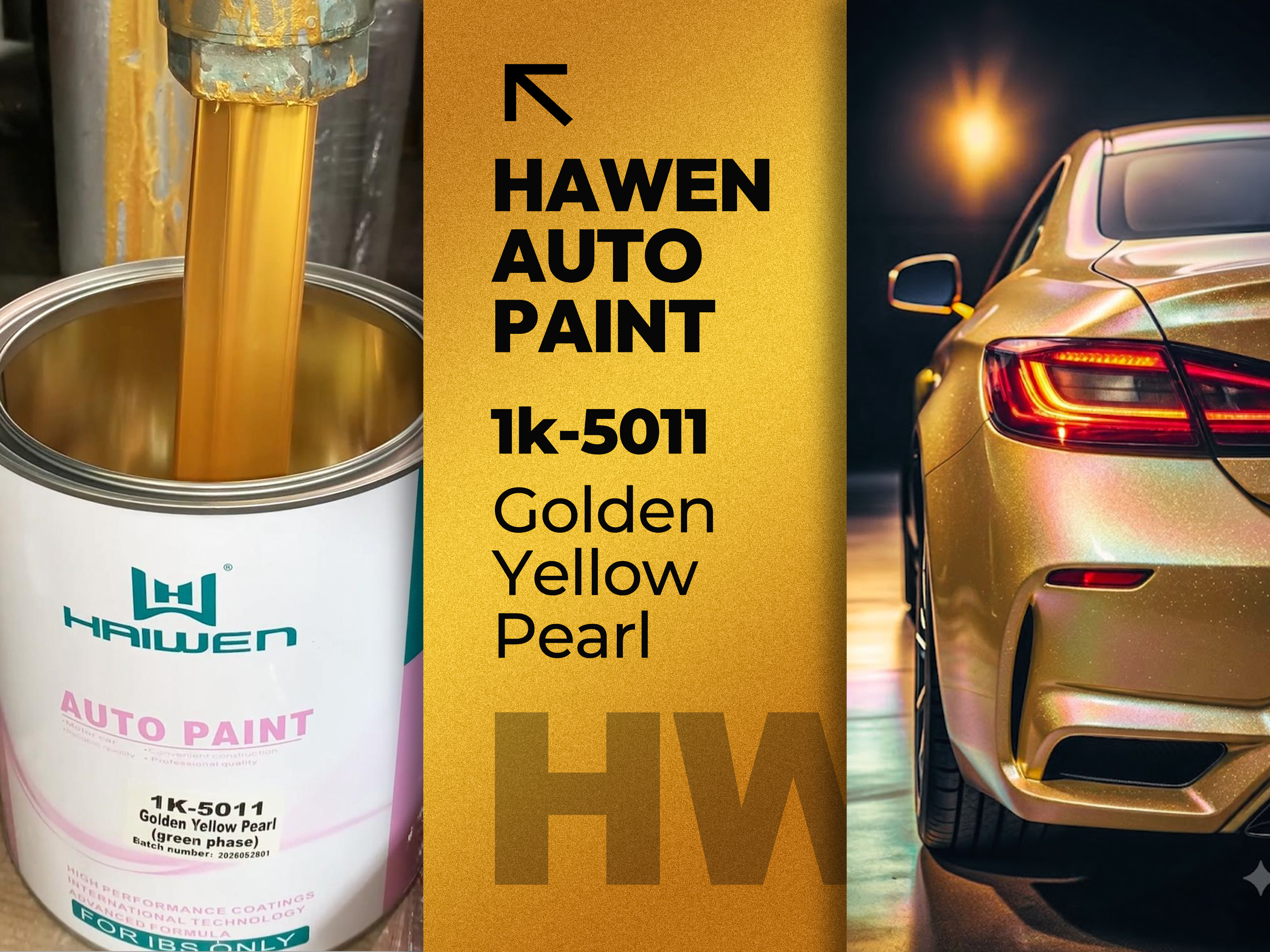 1k-5011 Golden Yellow Pearl Outstanding anti-fading & anti-yellowing performance, long-term bright finish.#haiwencarpain