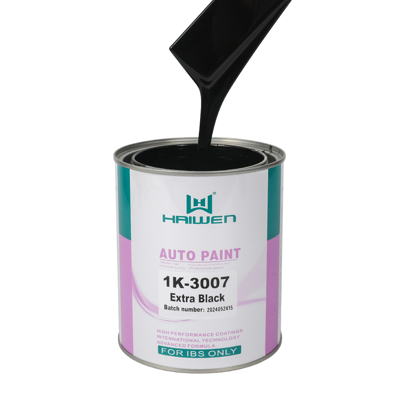 HAIWEN 1K-3007 Extra Black 1K Basecoat – High Blackness with Dark Hue for Automotive Silver and Pearl Mixing