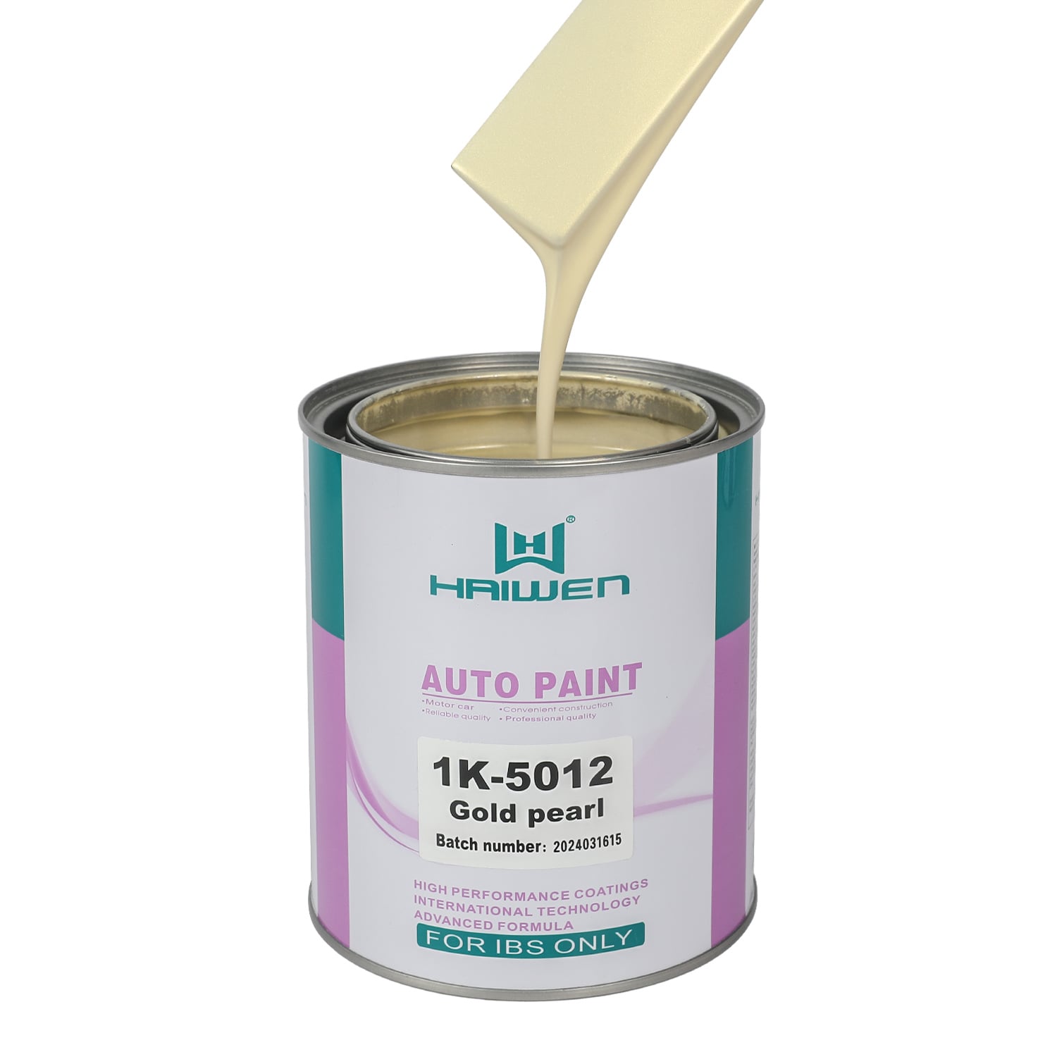 HAIWEN 1K-5012 Gold Pearl 1K Pearl Paint – Golden Front with Light Yellow Side, Translucent for Automotive Refinish and Color Mixing