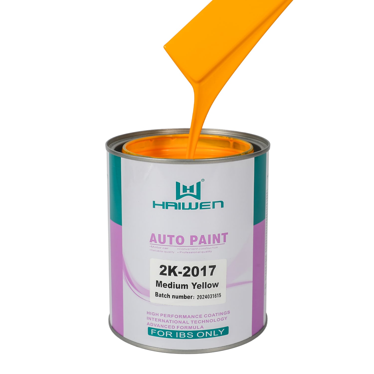 HAIWEN 2K-2017 Medium Yellow 2K Acrylic Paint – Standard Yellow with Red Phase Car Refinish Paint