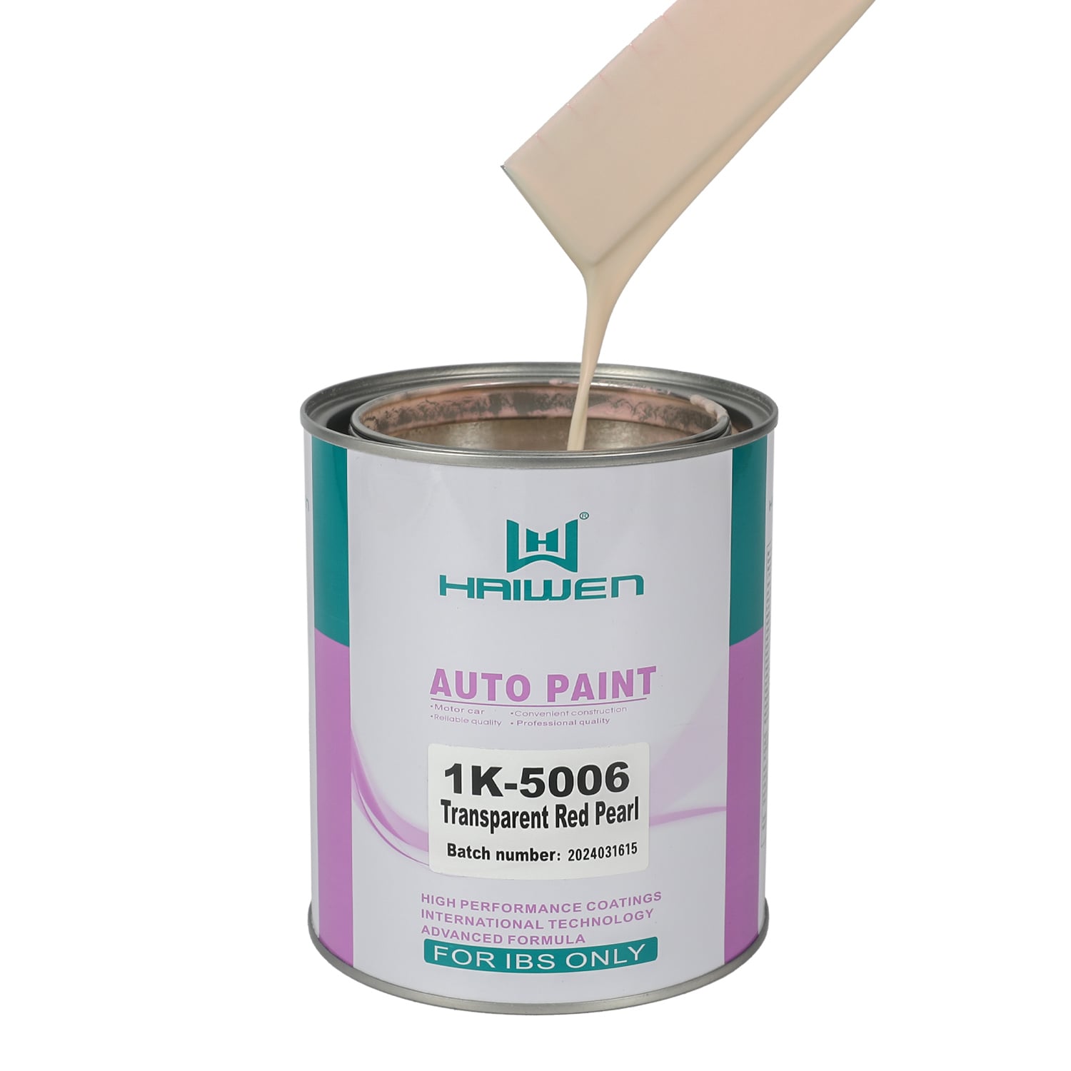 HAIWEN 1K-5006 Transparent Red Pearl 1K Pearl Paint – Front Red and Yellow with Green Side for Automotive Refinish and Color Mixing
