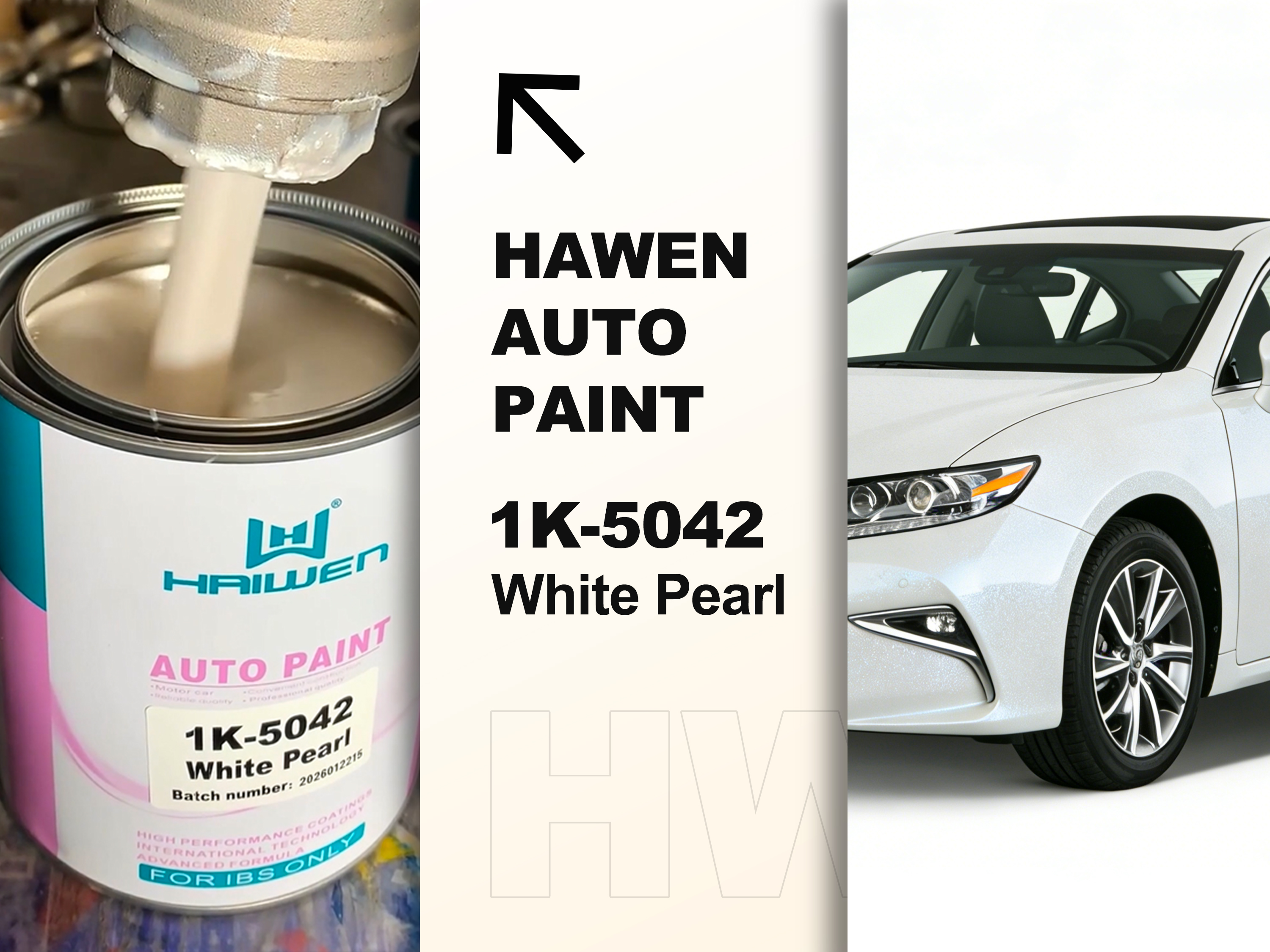 1K-5042 White Pearl Automotive Paint with Vivid Colors and Easy ApplicationSingle-component system offeringvivid colorsa