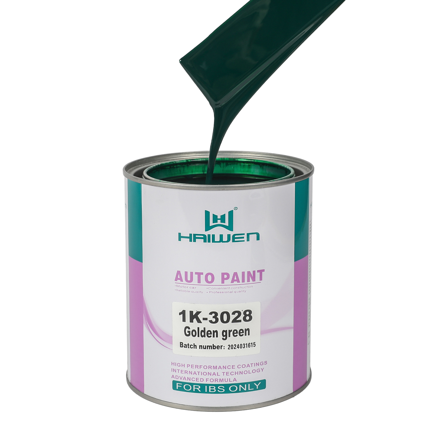 HAIWEN 1K-3028 Golden Green 1K Basecoat – Yellowish Green with High Transparency for Automotive Refinish and Color Mixing
