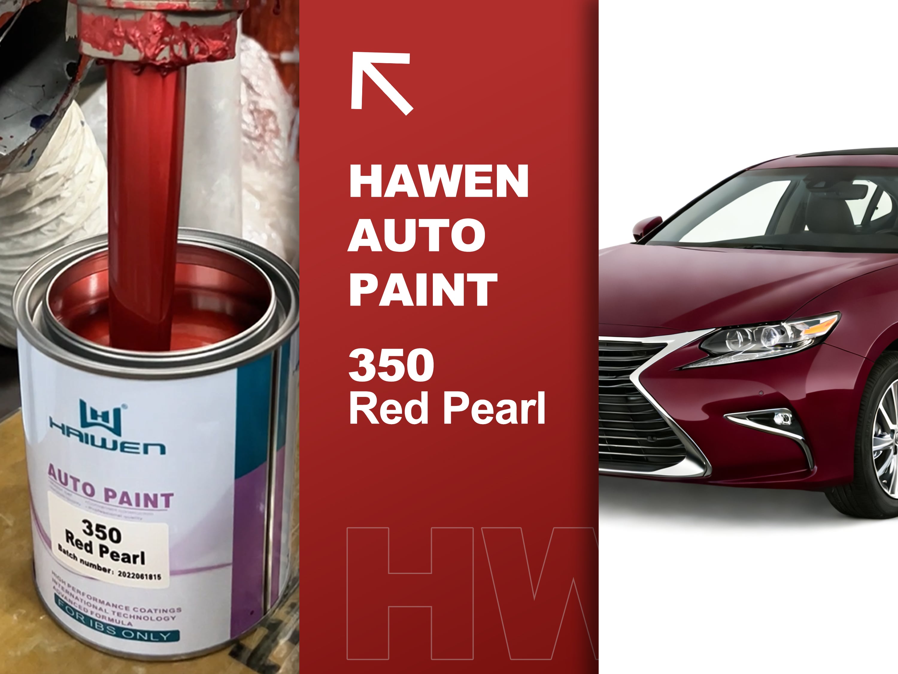 350 Red Pearl Automotive Refinish Paint, Factory in China, Made in China#haiwencarpaint