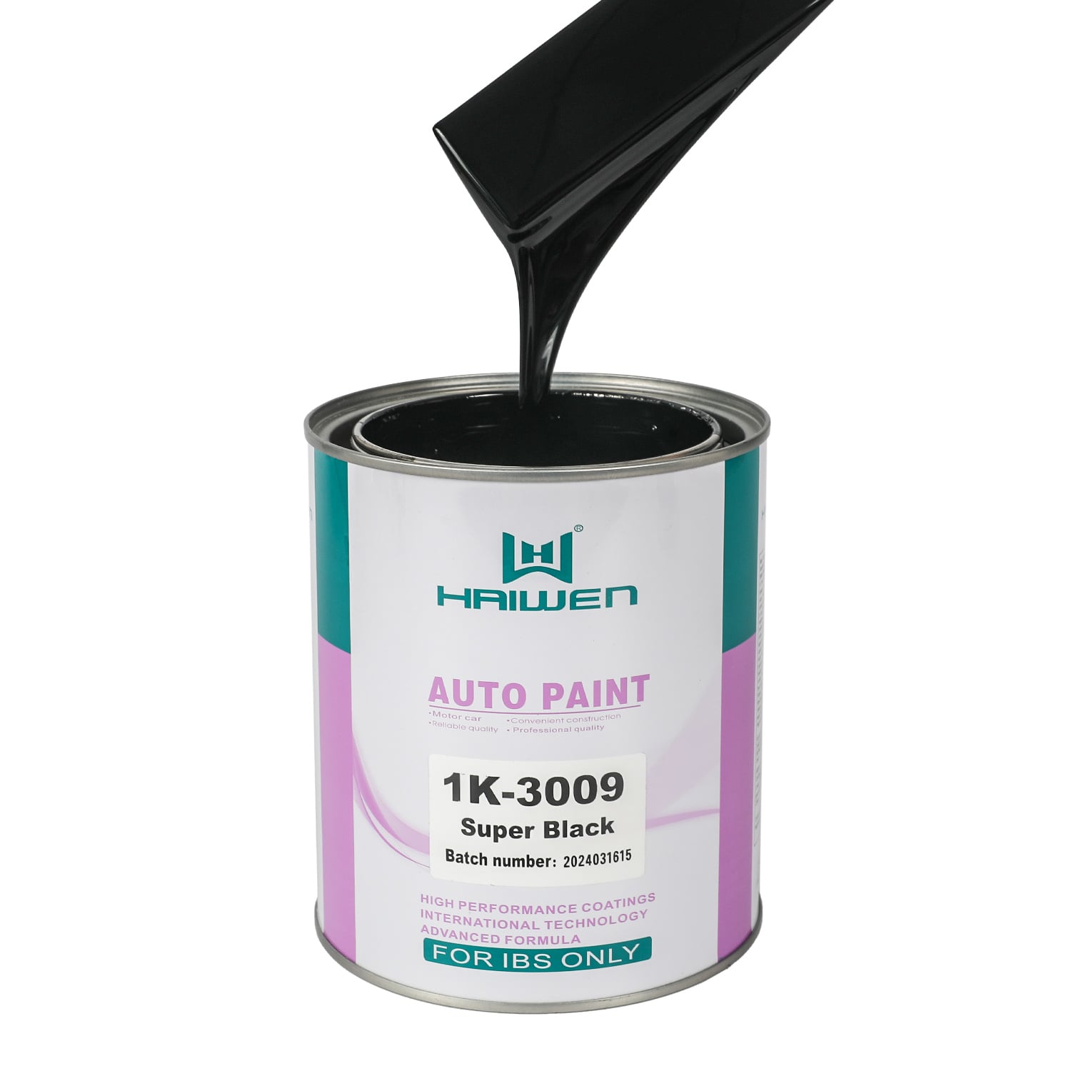 HAIWEN 1K-3009 Super Black 1K Basecoat – Deep Bluish Black for Automotive Silver and Pearl Mixing
