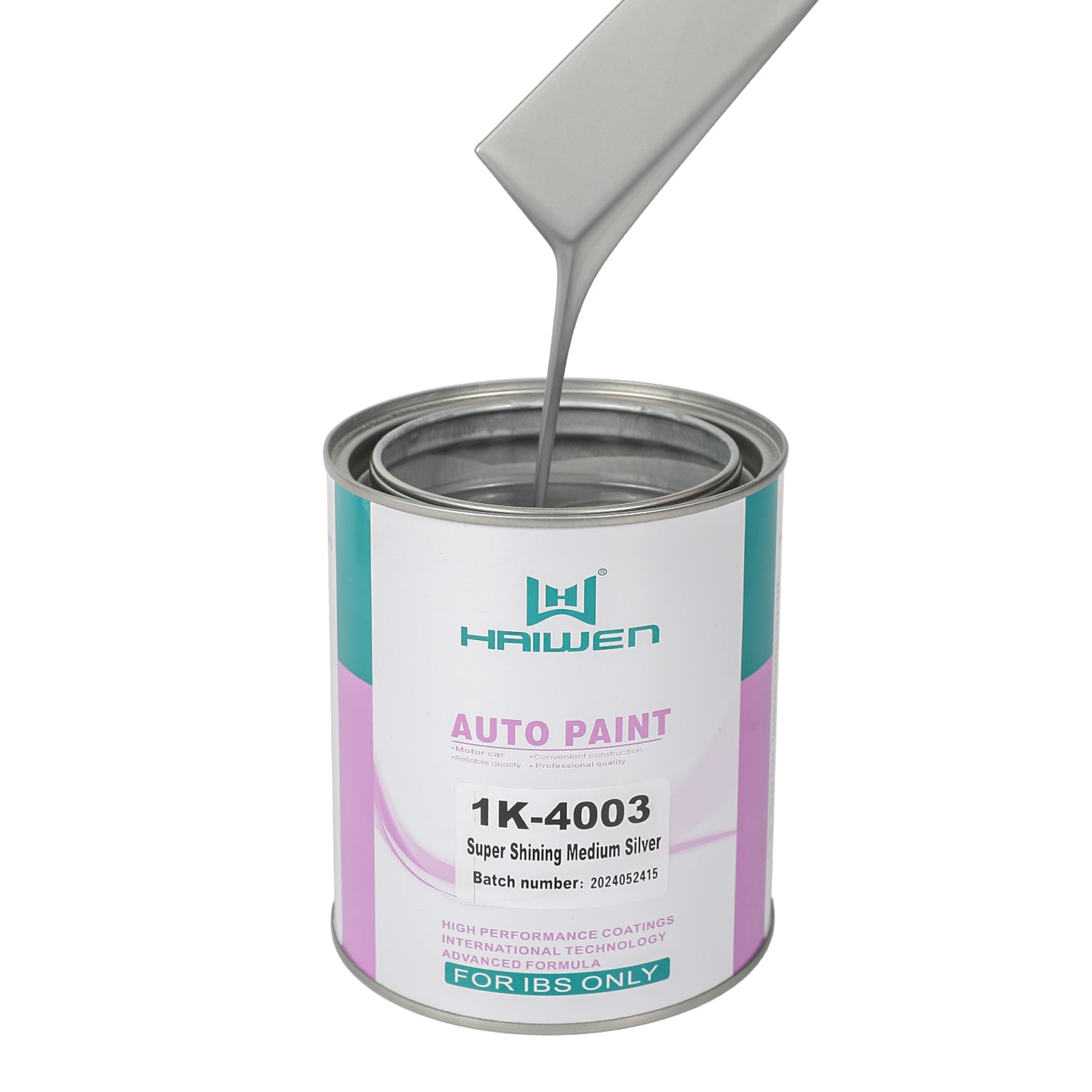 HAIWEN 1K-4003 Super Shining Medium Silver 1K Metallic Silver – Very Fine Brilliant Aluminum with Regular Particles for Automotive Refinish and Color Mixing