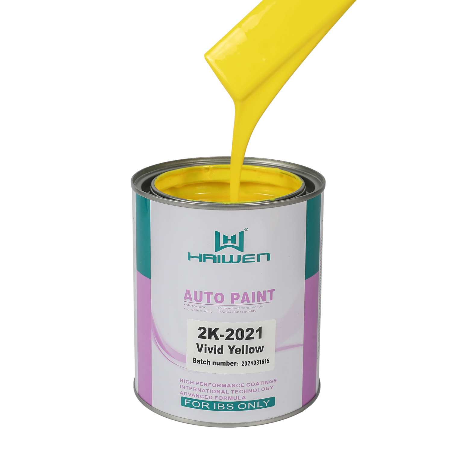 HAIWEN 2K-2021 Vivid Yellow 2K Acrylic Paint – High Brilliance Yellow with Greenish Hue and Excellent Weather-Resistance Car Refinish Paint