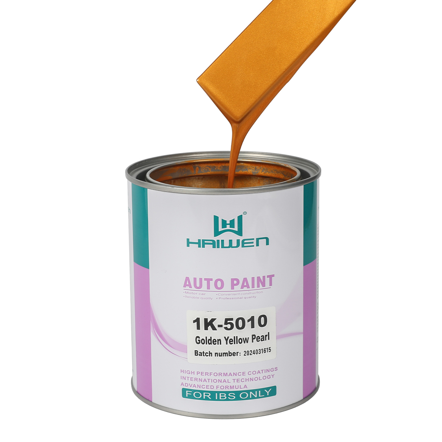 HAIWEN 1K-5010 Golden Yellow Pearl 1K Pearl Paint – Gold Front and Back for Automotive Refinish and Color Mixing