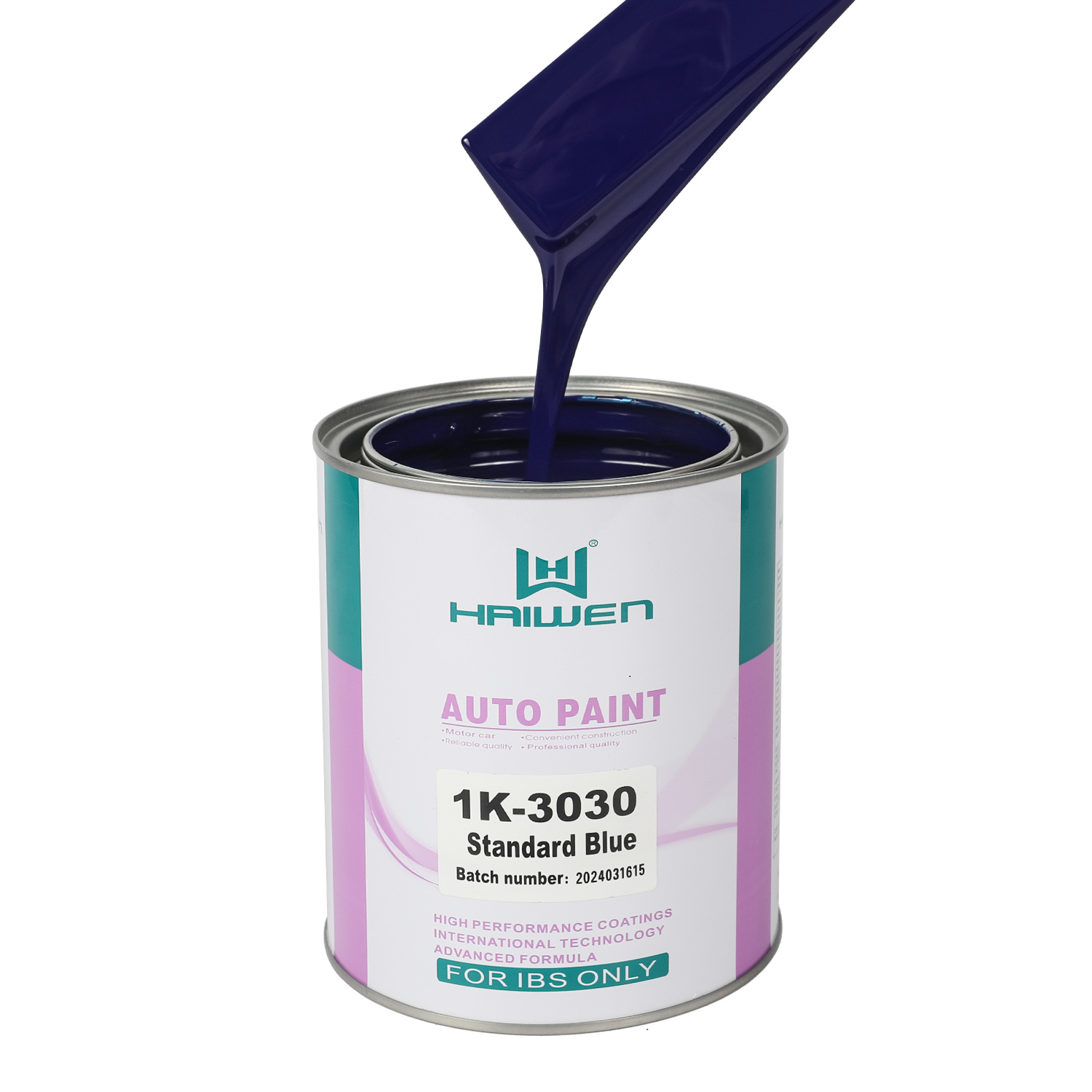 HAIWEN 1K-3030 Standard Blue 1K Basecoat – Slightly Reddish Blue for Automotive Refinish and Color Mixing