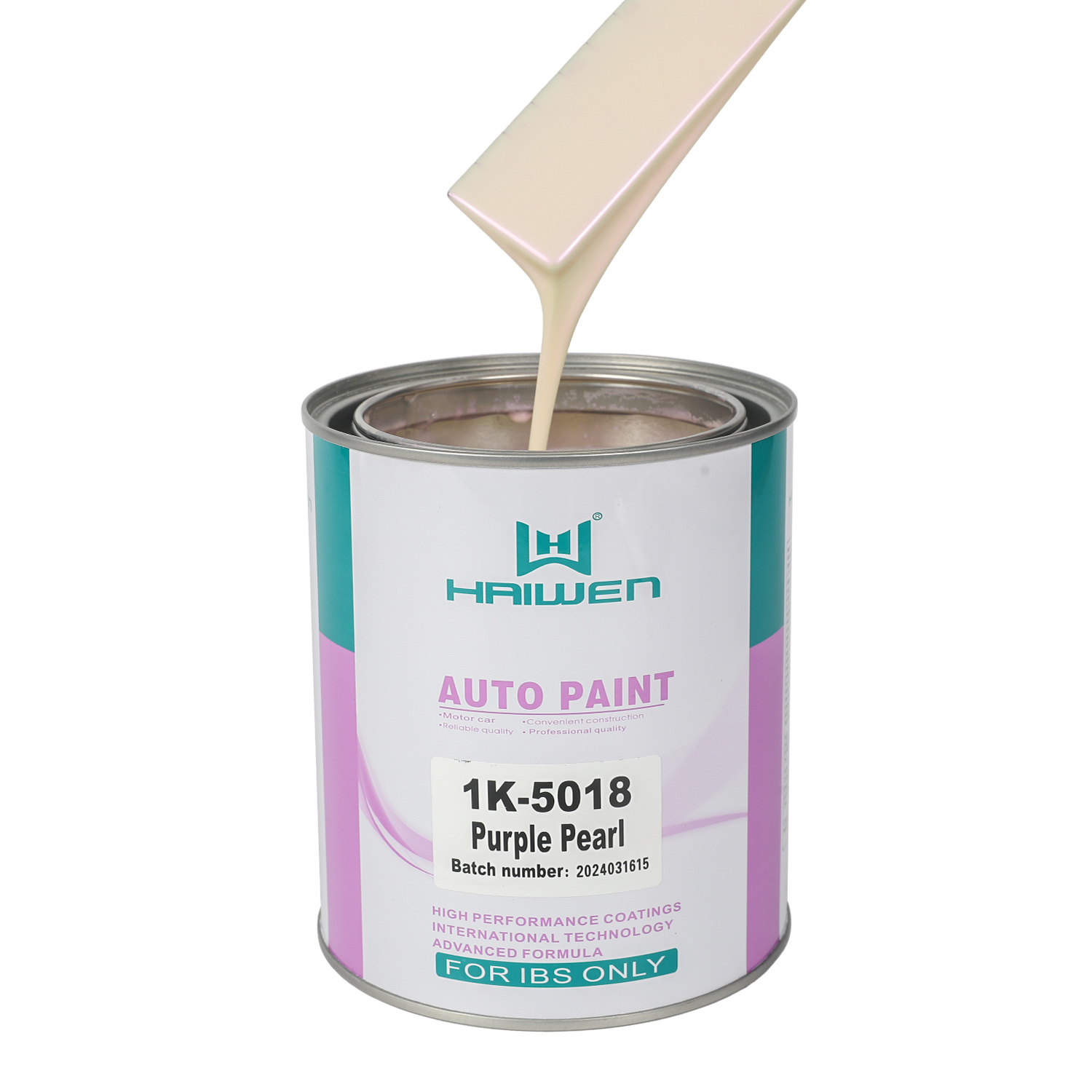 HAIWEN 1K-5018 Purple Pearl 1K Pearl Paint – Purple Front with Yellow-Green Side, Translucent for Automotive Refinish and Color Mixing