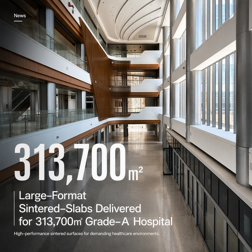 Large-Format Sintered-Slab Wall-to-Floor Integrated Solution for 313,700 m² Grade-A Tertiary Hospital