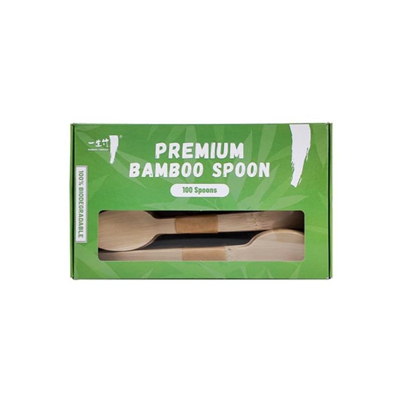 100 count premium bamboo spoons in window box